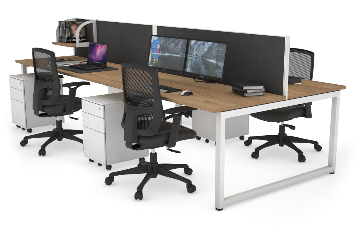 Quadro Loop Leg 4 Person Office Workstations [1200L x 700W] Jasonl white leg salvage oak moody charcoal (500H x 1200W)
