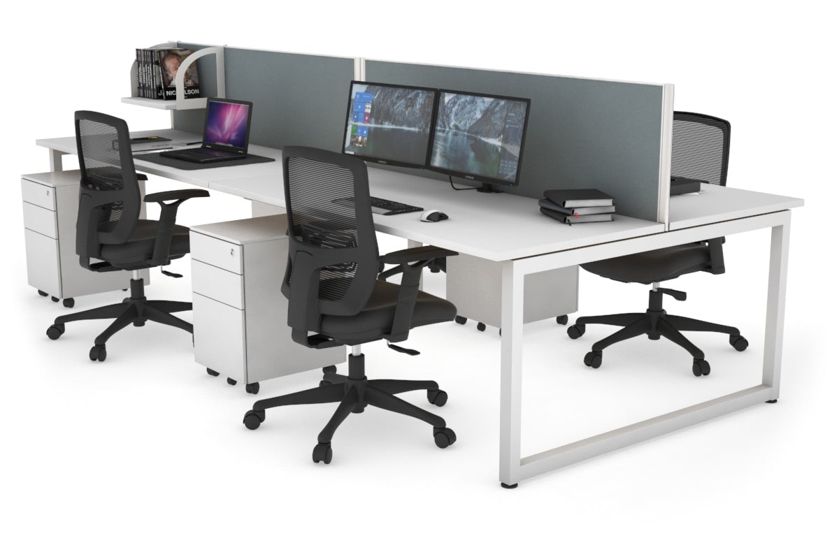 Quadro Loop Leg 4 Person Office Workstations [1200L x 700W] Jasonl white leg white cool grey (500H x 1200W)
