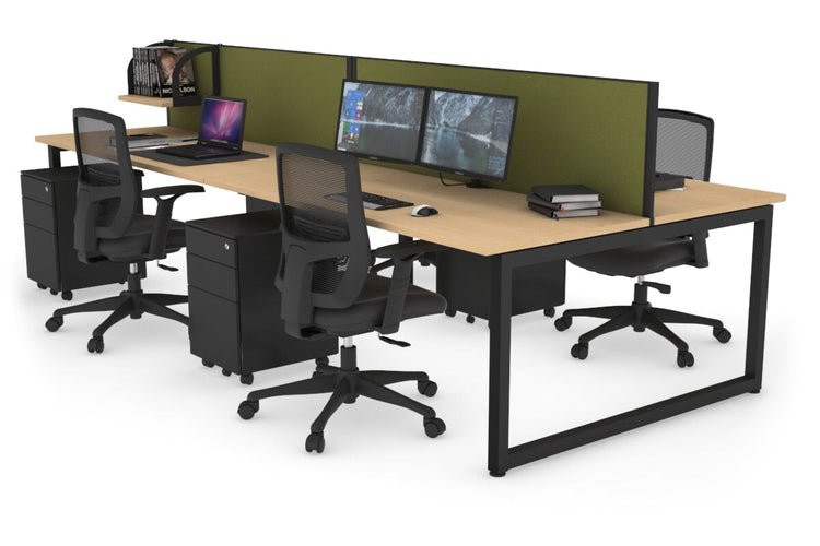 Quadro Loop Leg 4 Person Office Workstations [1200L x 700W] Jasonl black leg maple green moss (500H x 1200W)