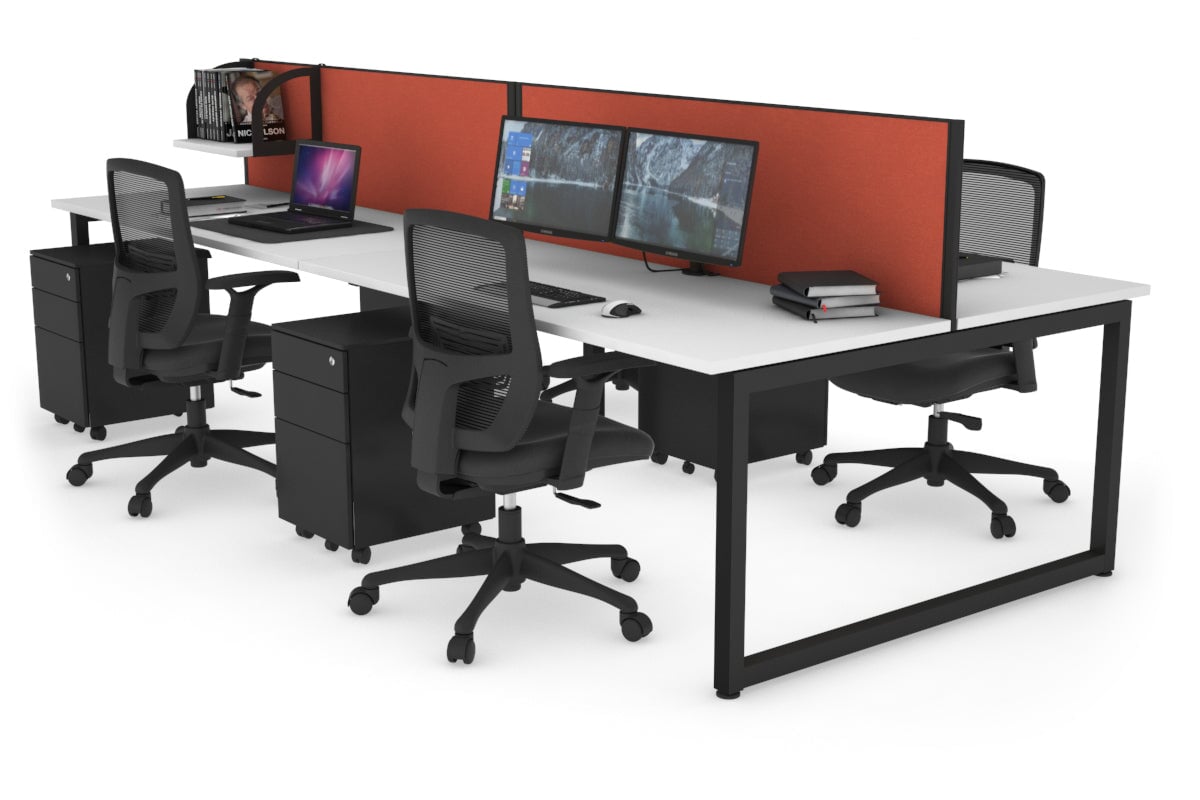 Quadro Loop Leg 4 Person Office Workstations [1200L x 700W] Jasonl black leg white orange squash (500H x 1200W)