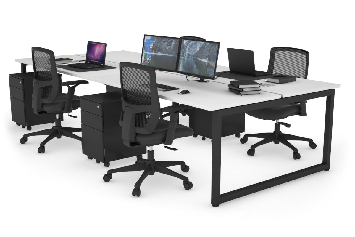 Quadro Loop Leg 4 Person Office Workstations [1200L x 700W] Jasonl black leg white none