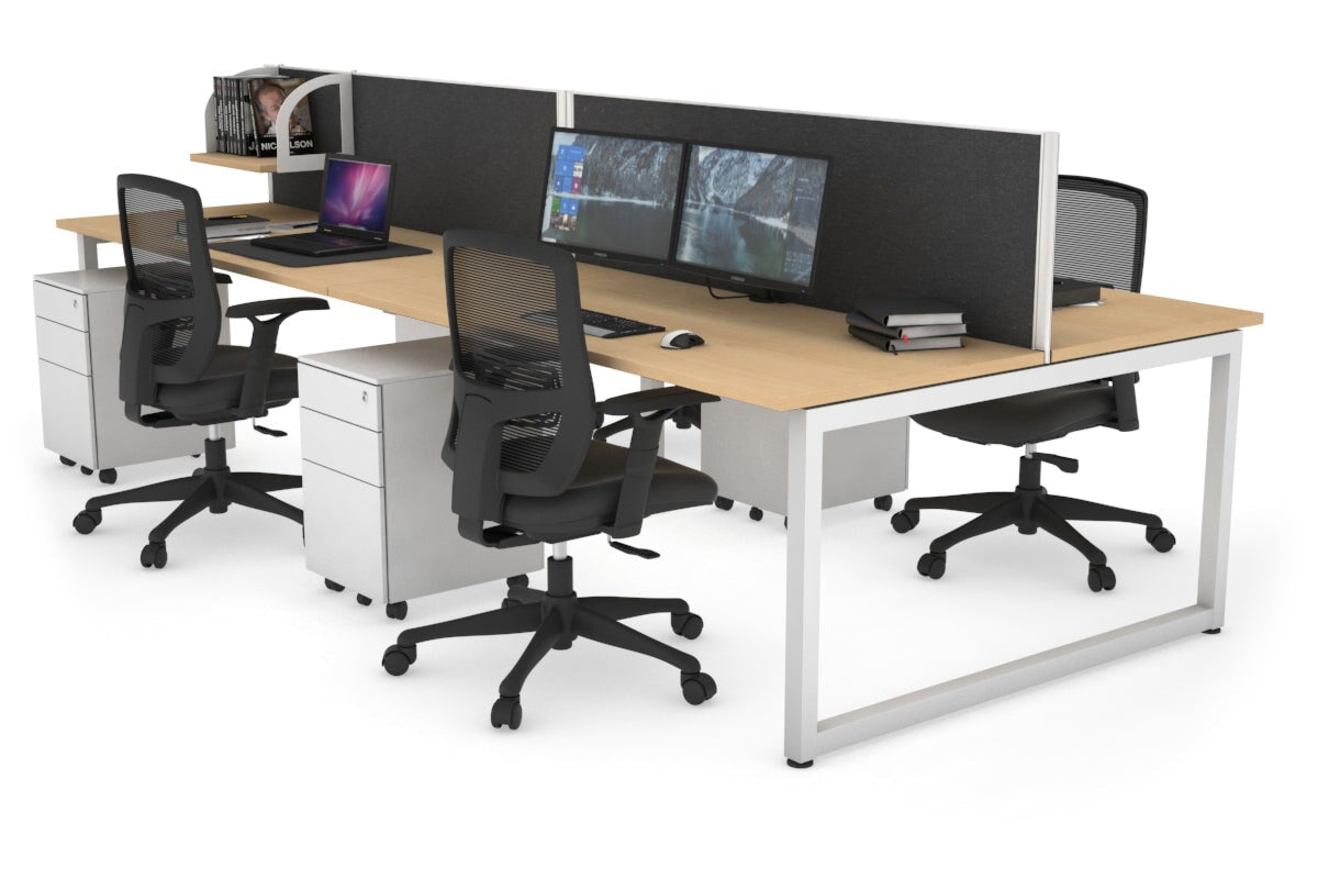 Quadro Loop Leg 4 Person Office Workstations [1200L x 700W] Jasonl white leg maple moody charcoal (500H x 1200W)