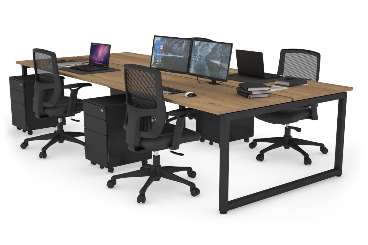Quadro Loop Leg 4 Person Office Workstations [1200L x 700W] Jasonl black leg salvage oak none