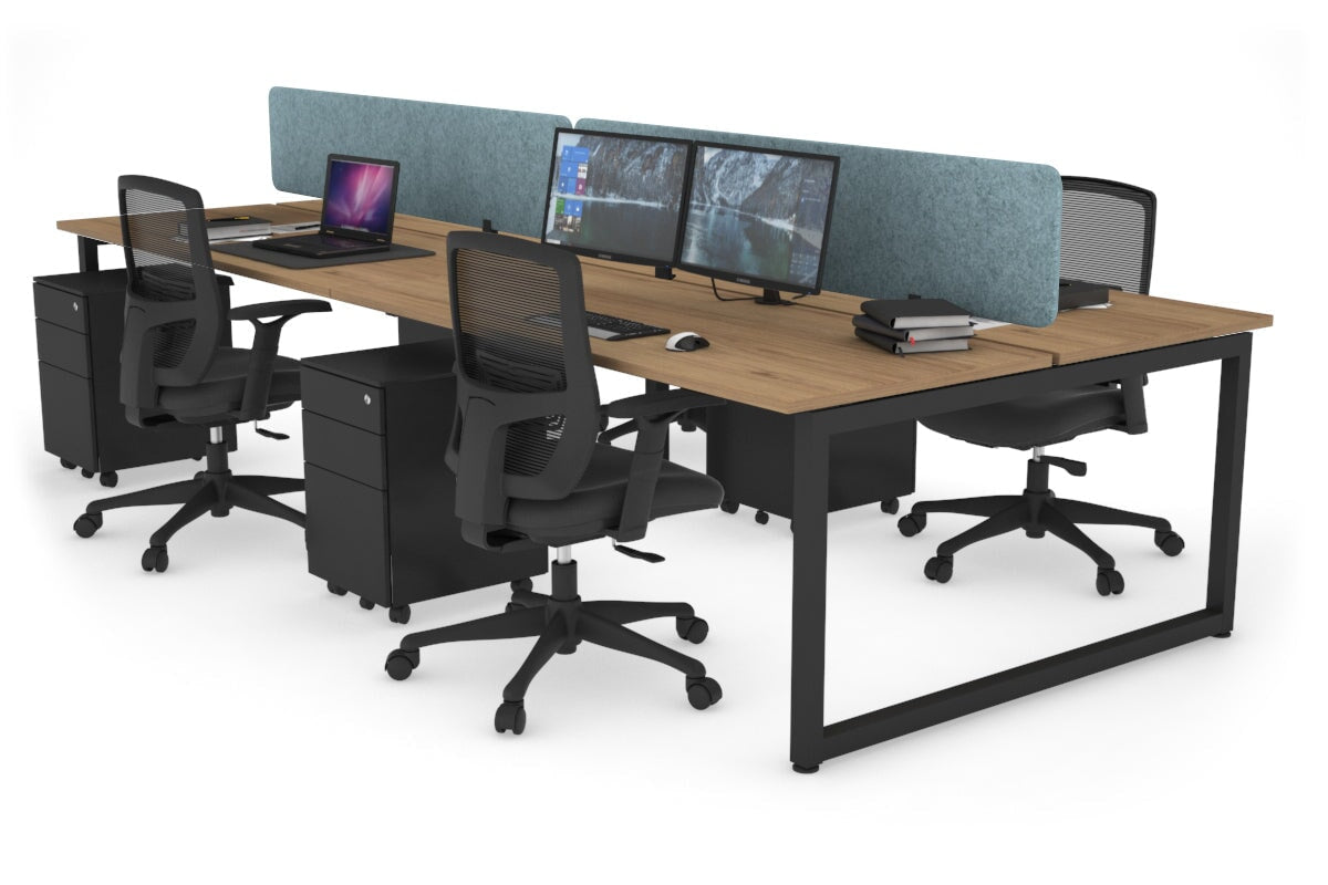 Quadro Loop Leg 4 Person Office Workstations [1200L x 700W] Jasonl black leg salvage oak blue echo panel (400H x 1200W)