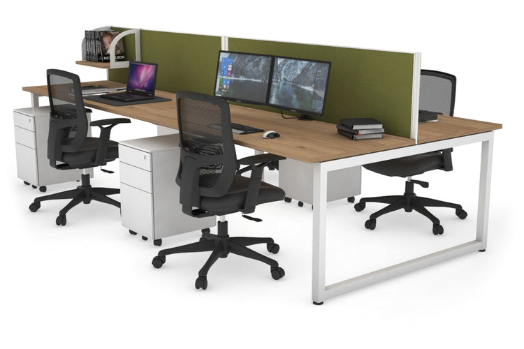 Quadro Loop Leg 4 Person Office Workstations [1200L x 700W] Jasonl white leg salvage oak green moss (500H x 1200W)