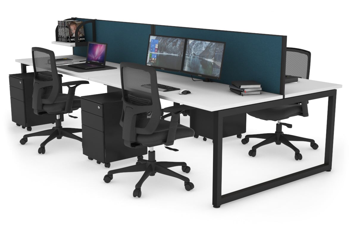 Quadro Loop Leg 4 Person Office Workstations [1200L x 700W] Jasonl black leg white deep blue (500H x 1200W)