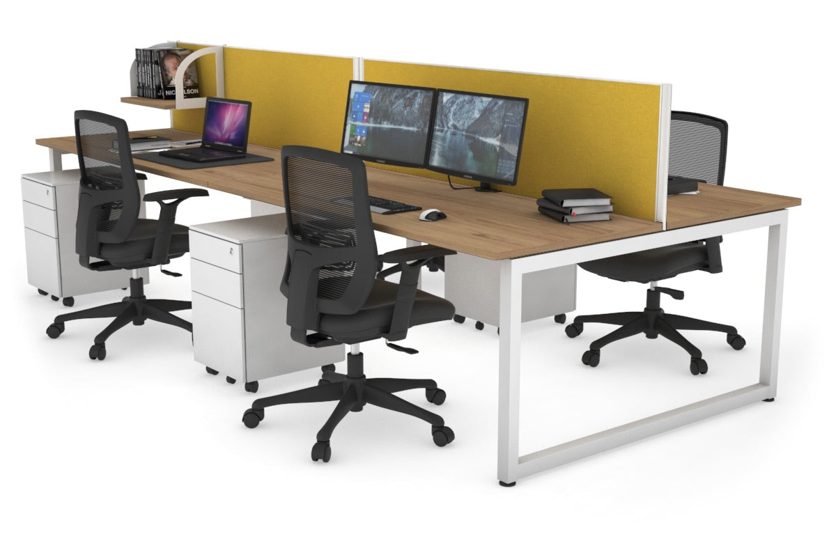 Quadro Loop Leg 4 Person Office Workstations [1200L x 700W] Jasonl white leg salvage oak mustard yellow (500H x 1200W)