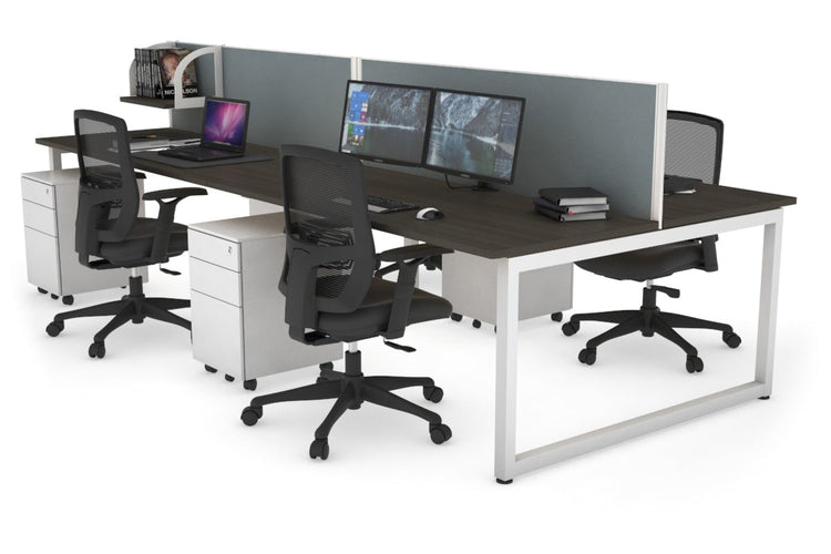 Quadro Loop Leg 4 Person Office Workstations [1200L x 700W] Jasonl white leg dark oak cool grey (500H x 1200W)