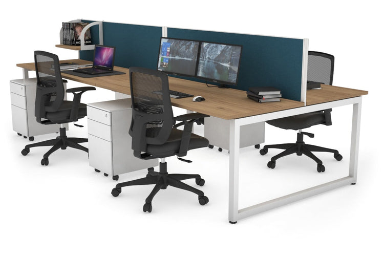 Quadro Loop Leg 4 Person Office Workstations [1200L x 700W] Jasonl white leg salvage oak deep blue (500H x 1200W)