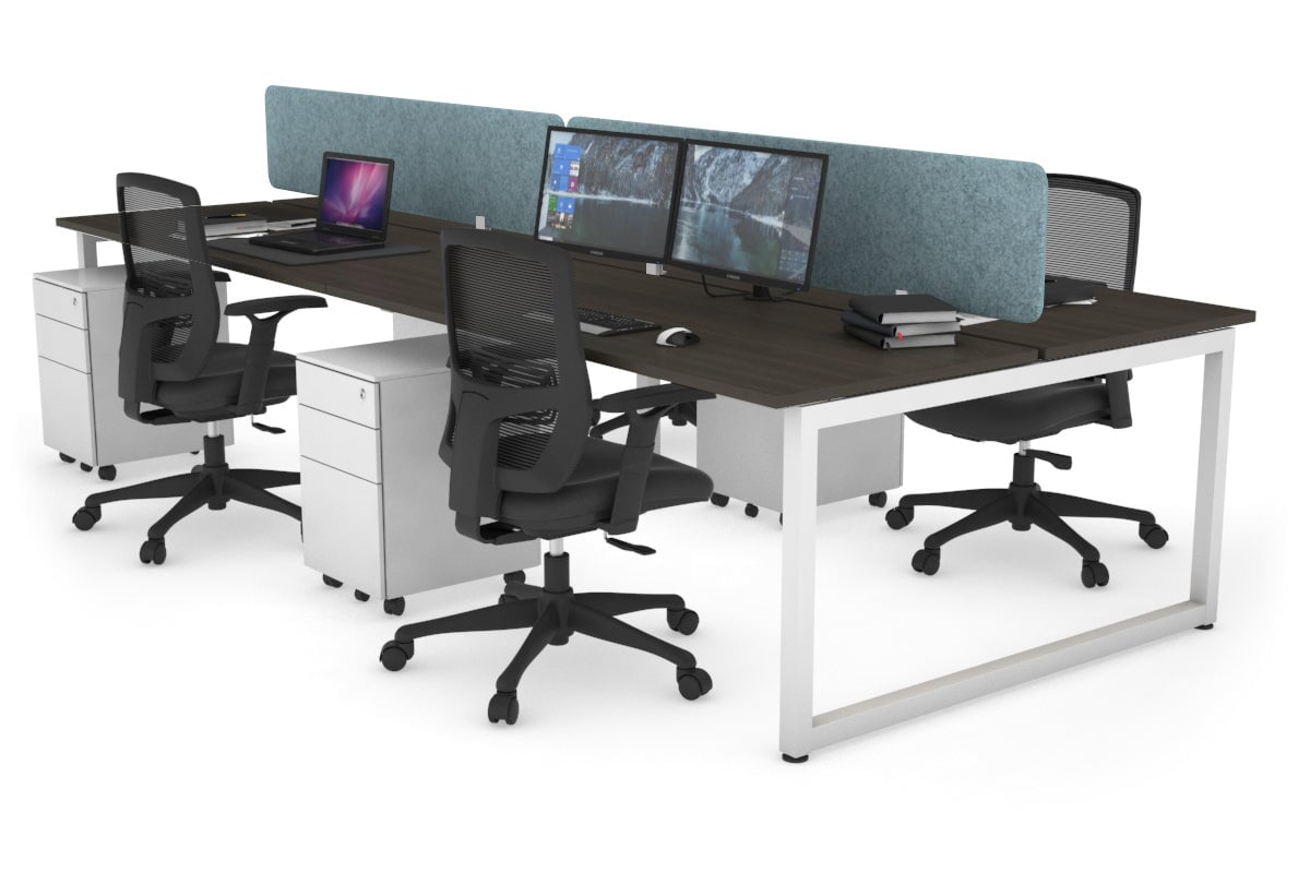 Quadro Loop Leg 4 Person Office Workstations [1200L x 700W] Jasonl white leg dark oak blue echo panel (400H x 1200W)