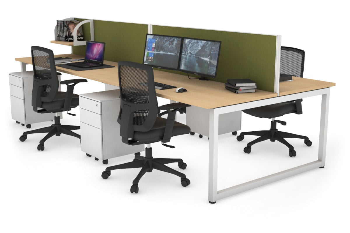 Quadro Loop Leg 4 Person Office Workstations [1200L x 700W] Jasonl white leg maple green moss (500H x 1200W)