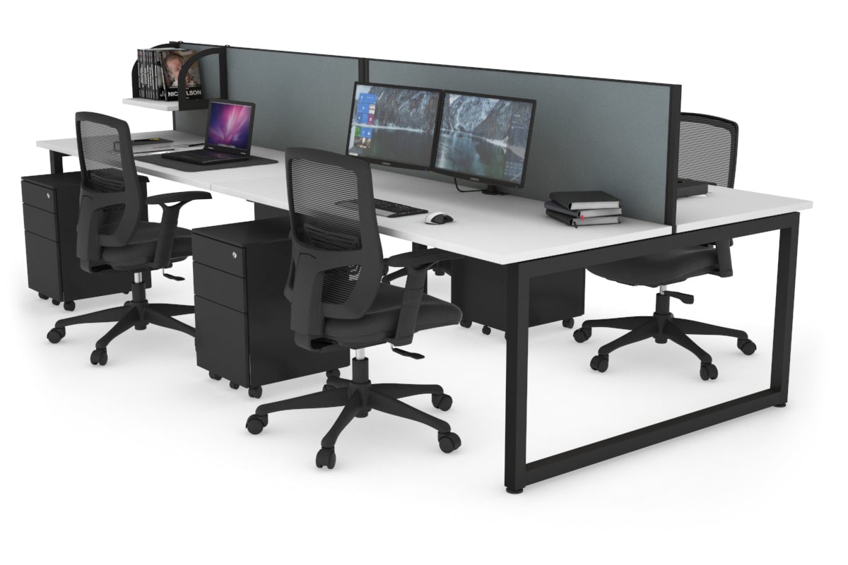 Quadro Loop Leg 4 Person Office Workstations [1200L x 700W] Jasonl black leg white cool grey (500H x 1200W)