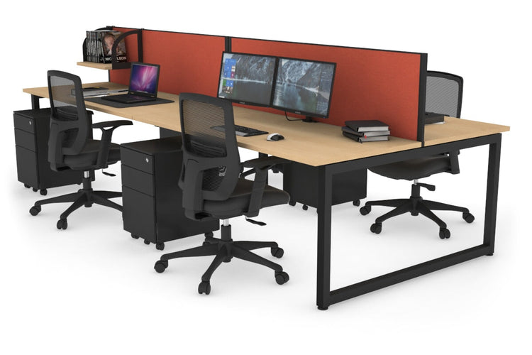 Quadro Loop Leg 4 Person Office Workstations [1200L x 700W] Jasonl black leg maple orange squash (500H x 1200W)