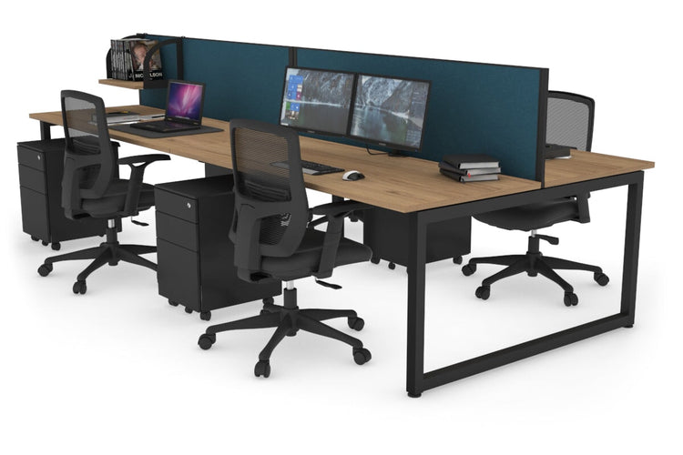 Quadro Loop Leg 4 Person Office Workstations [1200L x 700W] Jasonl black leg salvage oak deep blue (500H x 1200W)