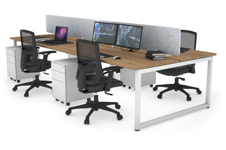 Quadro Loop Leg 4 Person Office Workstations [1200L x 700W] Jasonl white leg salvage oak light grey echo panel (400H x 1200W)
