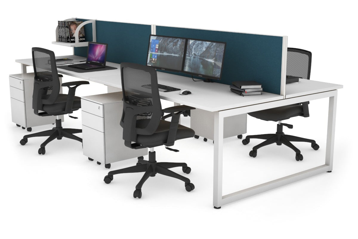 Quadro Loop Leg 4 Person Office Workstations [1200L x 700W] Jasonl white leg white deep blue (500H x 1200W)
