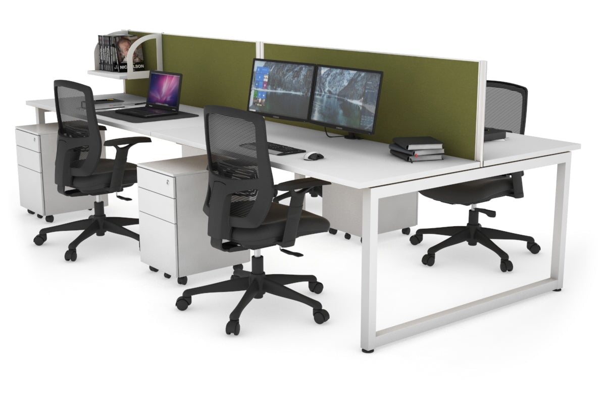 Quadro Loop Leg 4 Person Office Workstations [1200L x 700W] Jasonl white leg white green moss (500H x 1200W)