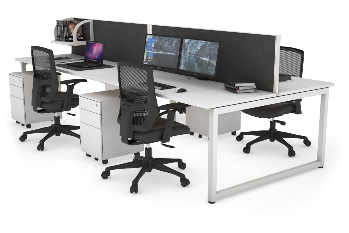 Quadro Loop Leg 4 Person Office Workstations [1200L x 700W] Jasonl white leg white moody charcoal (500H x 1200W)