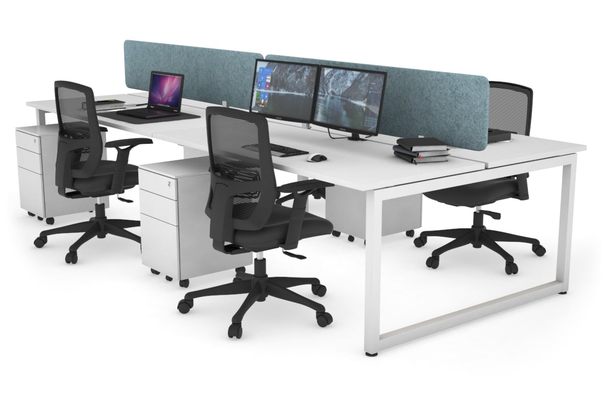 Quadro Loop Leg 4 Person Office Workstations [1200L x 700W] Jasonl white leg white blue echo panel (400H x 1200W)