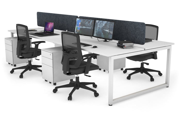 Quadro Loop Leg 4 Person Office Workstations [1200L x 700W] Jasonl white leg white dark grey echo panel (400H x 1200W)
