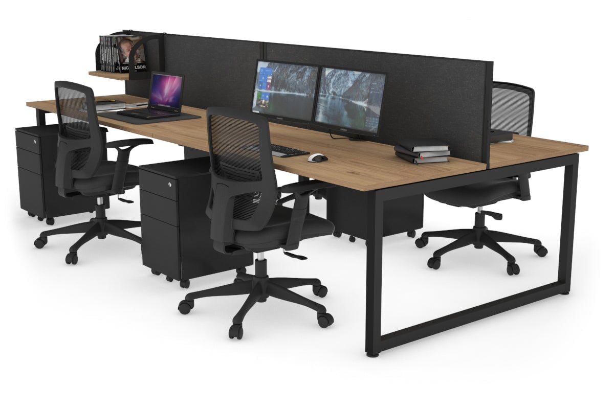 Quadro Loop Leg 4 Person Office Workstations [1200L x 700W] Jasonl black leg salvage oak moody charcoal (500H x 1200W)