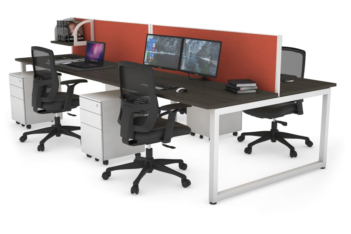 Quadro Loop Leg 4 Person Office Workstations [1200L x 700W] Jasonl white leg dark oak orange squash (500H x 1200W)