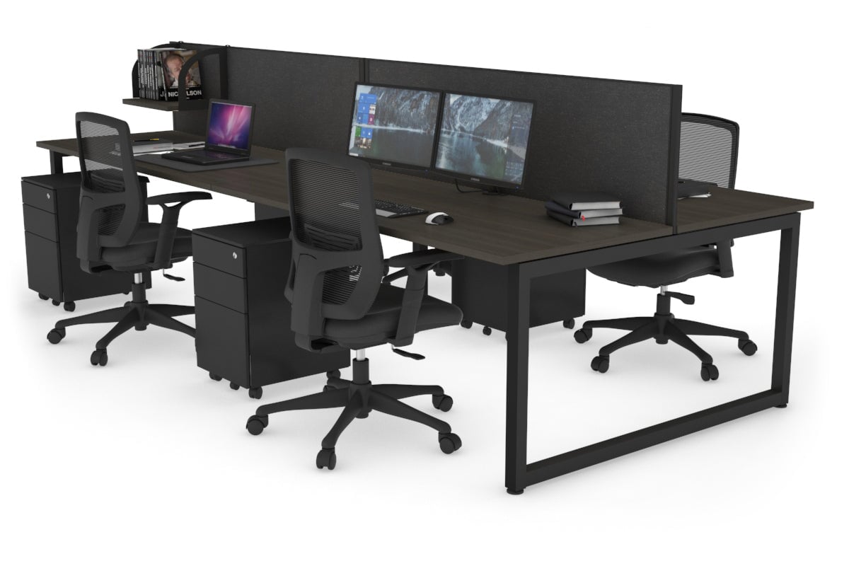 Quadro Loop Leg 4 Person Office Workstations [1200L x 700W] Jasonl black leg dark oak moody charcoal (500H x 1200W)