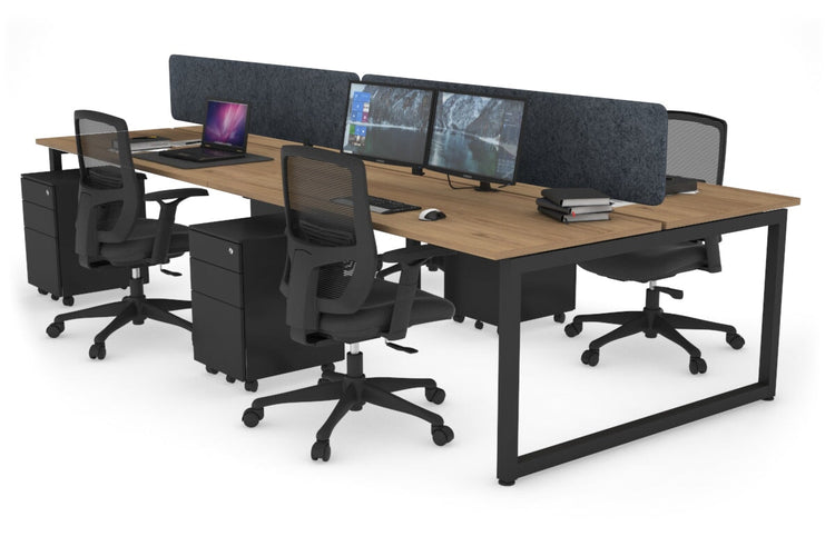 Quadro Loop Leg 4 Person Office Workstations [1200L x 700W] Jasonl black leg salvage oak dark grey echo panel (400H x 1200W)