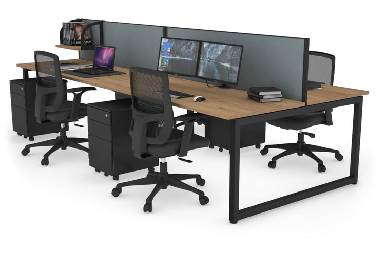 Quadro Loop Leg 4 Person Office Workstations [1200L x 700W] Jasonl black leg salvage oak cool grey (500H x 1200W)