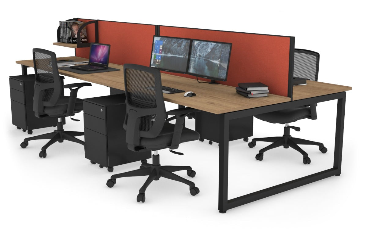 Quadro Loop Leg 4 Person Office Workstations [1200L x 700W] Jasonl black leg salvage oak orange squash (500H x 1200W)