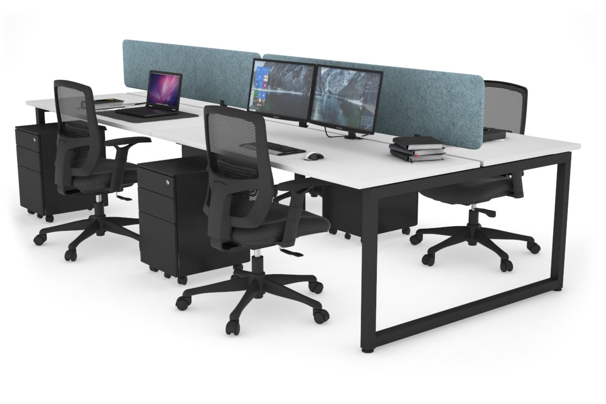 Quadro Loop Leg 4 Person Office Workstations [1200L x 700W] Jasonl black leg white blue echo panel (400H x 1200W)