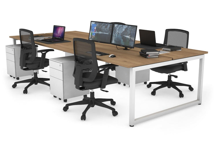 Quadro Loop Leg 4 Person Office Workstations [1600L x 700W] Jasonl white leg salvage oak none