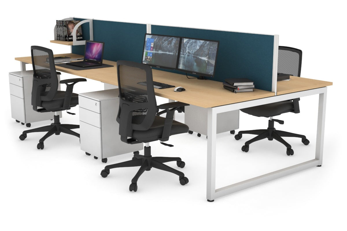 Quadro Loop Leg 4 Person Office Workstations [1600L x 700W] Jasonl white leg maple deep blue (500H x 1600W)
