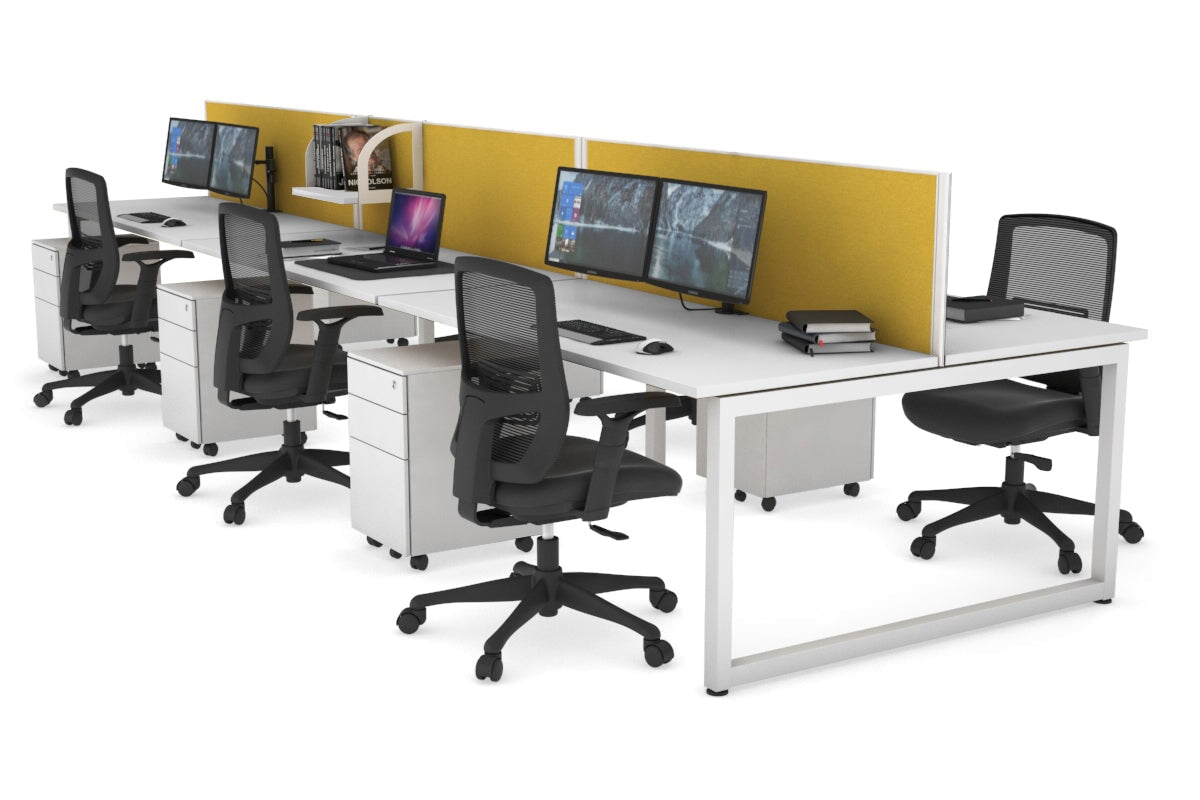 Quadro Loop Leg 6 Person Office Workstations [1200L x 700W] Jasonl white leg white mustard yellow (500H x 1200W)