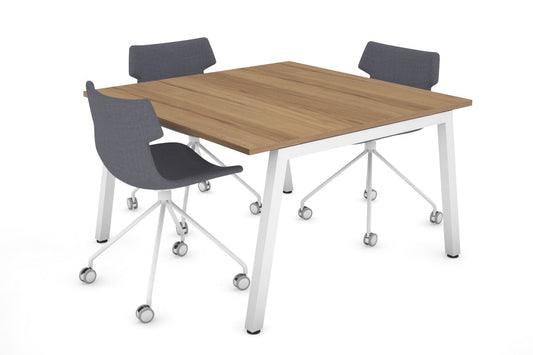 Quadro Modern Boardroom Table [1200L x 1200W] Jasonl white leg salvage oak 