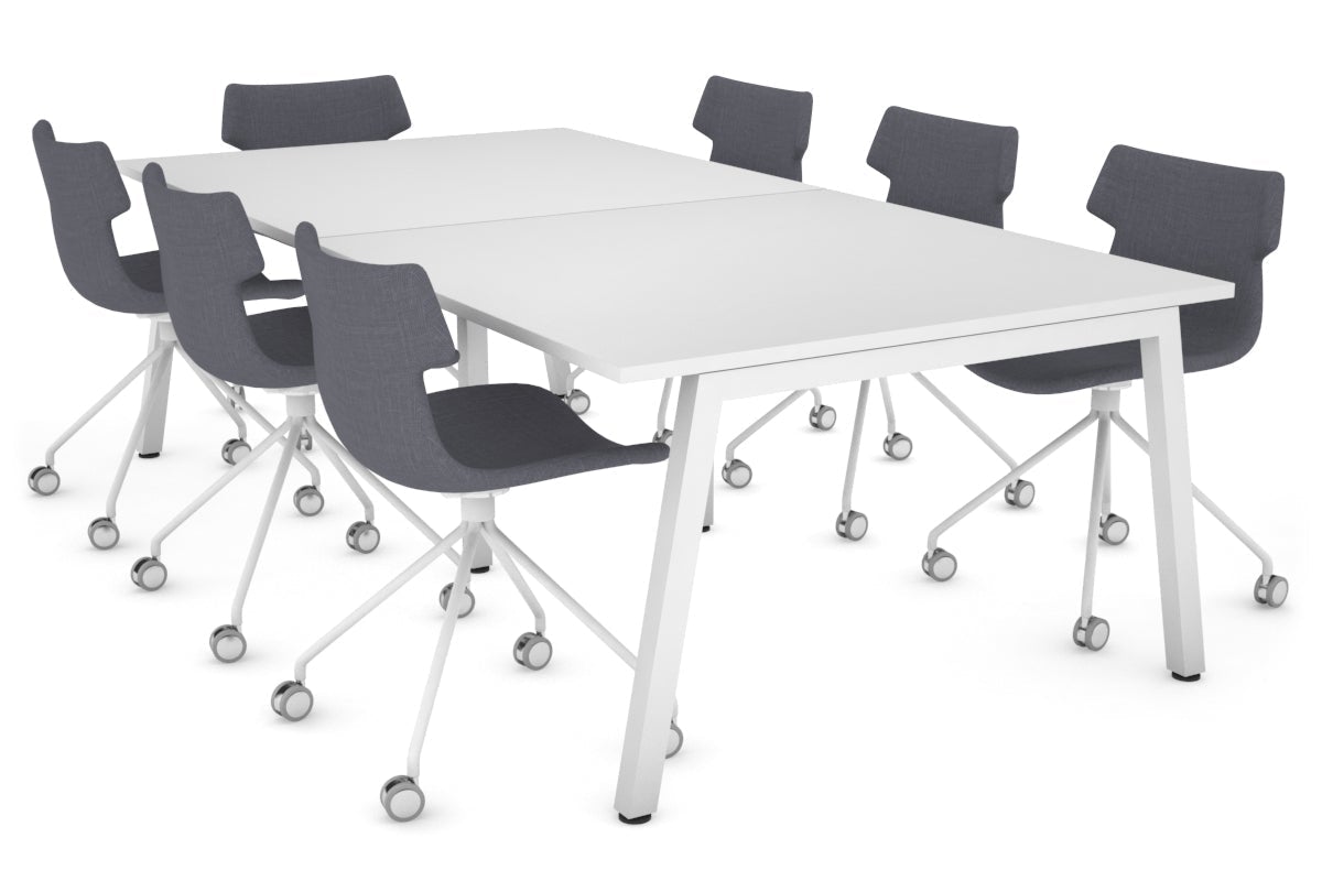 Quadro Modern Boardroom Table [2400L x 1200W] Jasonl white leg white 
