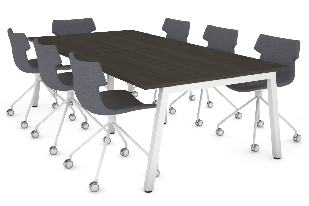 Quadro Modern Boardroom Table [2400L x 1200W] Jasonl white leg dark oak 
