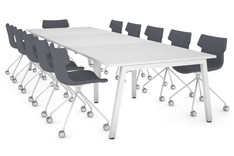 Quadro Modern Boardroom Table [3600L x 1200W] Jasonl white leg white 