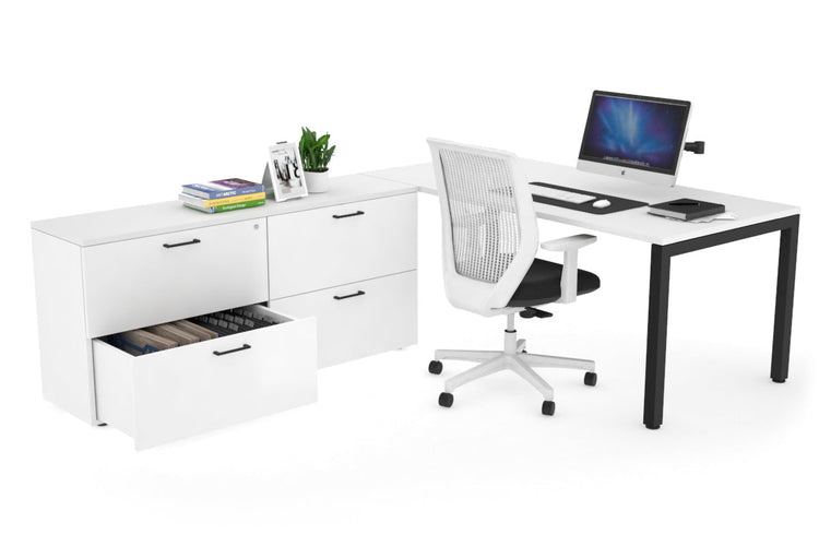 Quadro Square Executive Setting - Black Frame [1800L x 700W] Jasonl white none 4 drawer lateral filing cabinet