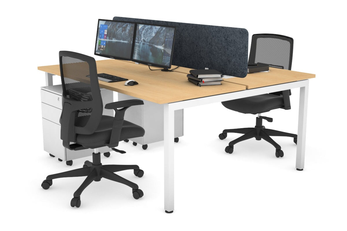Quadro Square Leg 2 Person Office Workstations [1200L x 700W] Jasonl white leg maple dark grey echo panel (400H x 1200W)