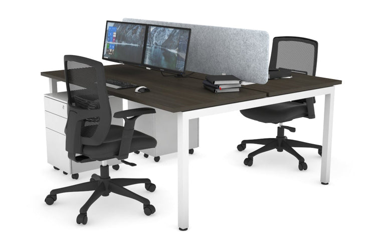 Quadro Square Leg 2 Person Office Workstations [1200L x 700W] Jasonl white leg dark oak light grey echo panel (400H x 1200W)