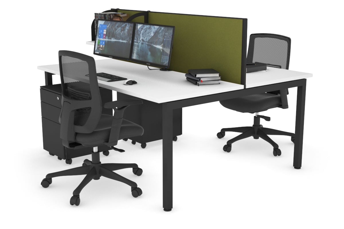 Quadro Square Leg 2 Person Office Workstations [1200L x 700W] Jasonl black leg white green moss (500H x 1200W)