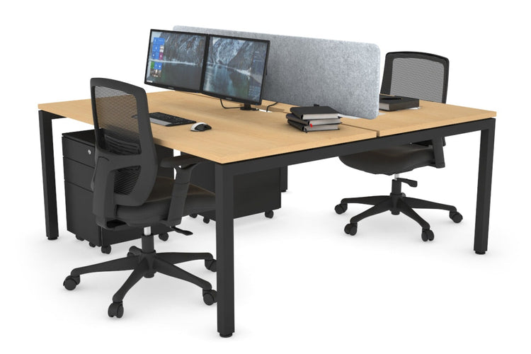 Quadro Square Leg 2 Person Office Workstations [1200L x 800W with Cable Scallop] Jasonl black leg maple light grey echo panel (400H x 1200W)