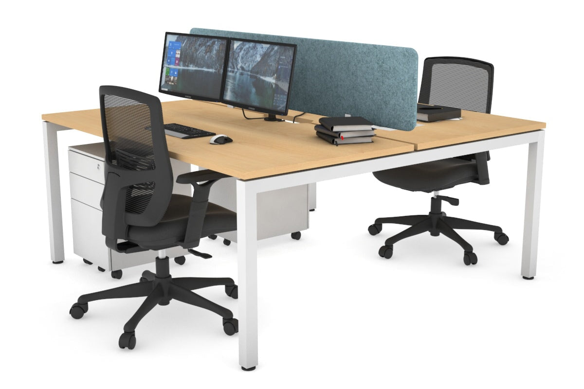 Quadro Square Leg 2 Person Office Workstations [1200L x 800W with Cable Scallop] Jasonl white leg maple blue echo panel (400H x 1200W)