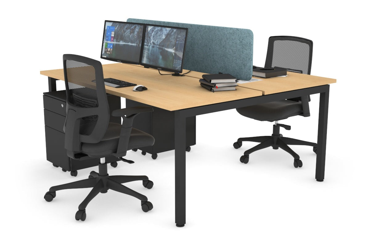 Quadro Square Leg 2 Person Office Workstations [1400L x 700W] Jasonl black leg maple blue echo panel (400H x 1200W)