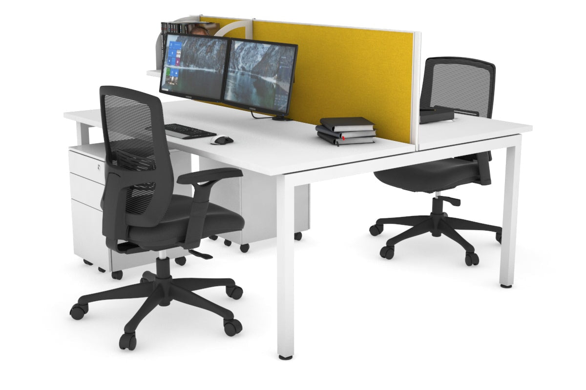Quadro Square Leg 2 Person Office Workstations [1400L x 700W] Jasonl white leg white mustard yellow (500H x 1400W)