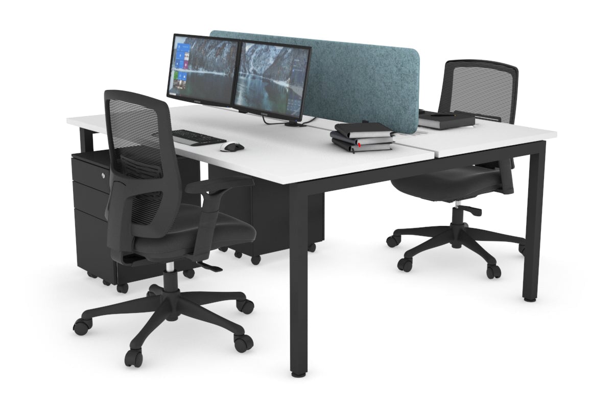 Quadro Square Leg 2 Person Office Workstations [1400L x 700W] Jasonl black leg white blue echo panel (400H x 1200W)