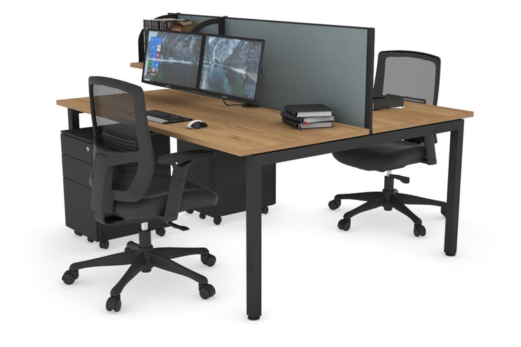 Quadro Square Leg 2 Person Office Workstations [1400L x 700W] Jasonl black leg salvage oak cool grey (500H x 1400W)