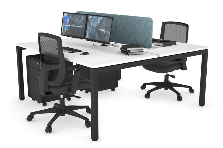 Quadro Square Leg 2 Person Office Workstations [1400L x 800W with Cable Scallop] Jasonl black leg white blue echo panel (400H x 1200W)