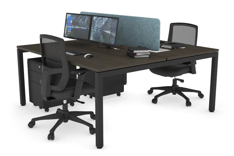 Quadro Square Leg 2 Person Office Workstations [1400L x 800W with Cable Scallop] Jasonl black leg dark oak blue echo panel (400H x 1200W)